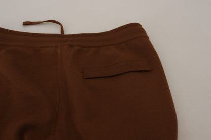 Dolce & Gabbana Brown Cashmere Men Drawstring Jogger Pants