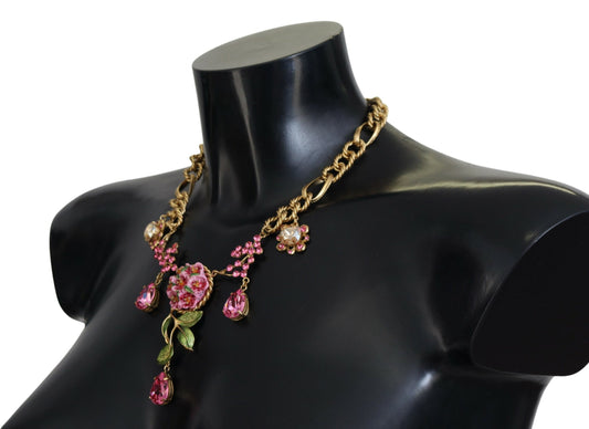 Dolce & Gabbana Elegant Floral Roses Gold-Plated Necklace