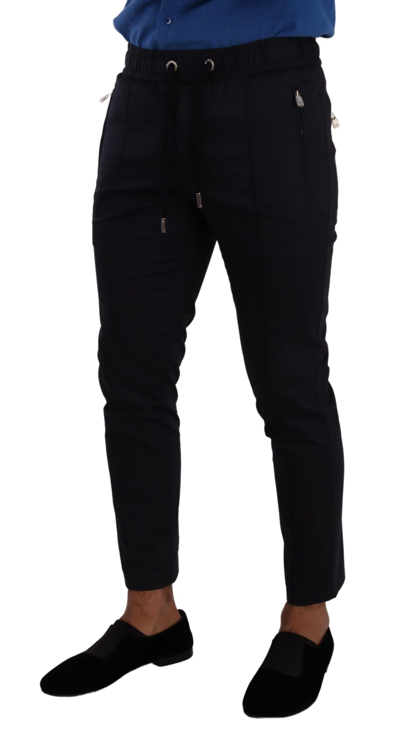 Dolce & Gabbana Elegant Dark Blue Skinny Jogging Pants