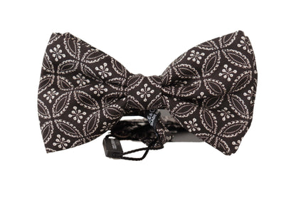 Dolce & Gabbana Elegant Black and White Silk Bow Tie