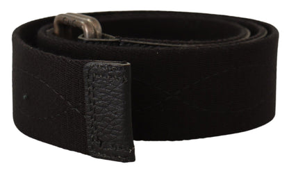 Costume National Black Cotton Ducati Metal Buckle Belt