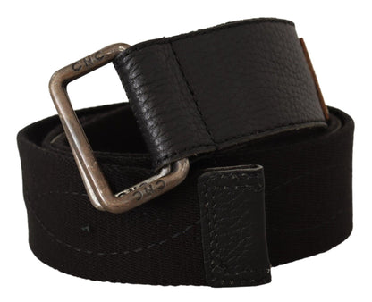 Costume National Black Cotton Ducati Metal Buckle Belt