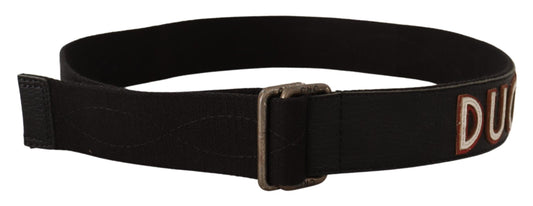 Costume National Black Cotton Ducati Metal Buckle Belt