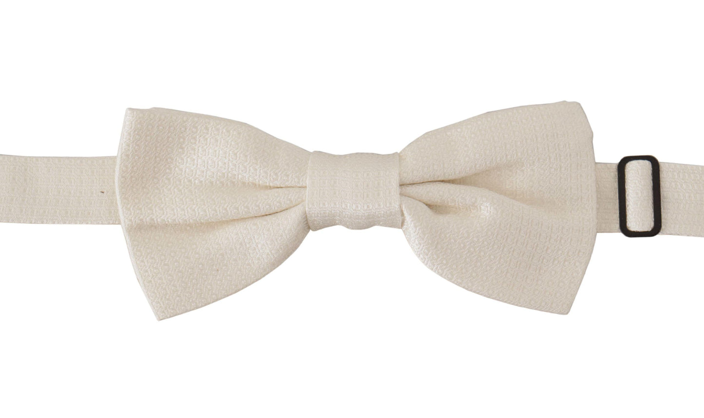 Dolce & Gabbana Elegant Off White Silk Bow Tie