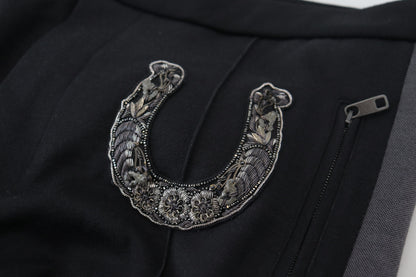 Dolce & Gabbana Black Wool Horseshoe Jogger Pants