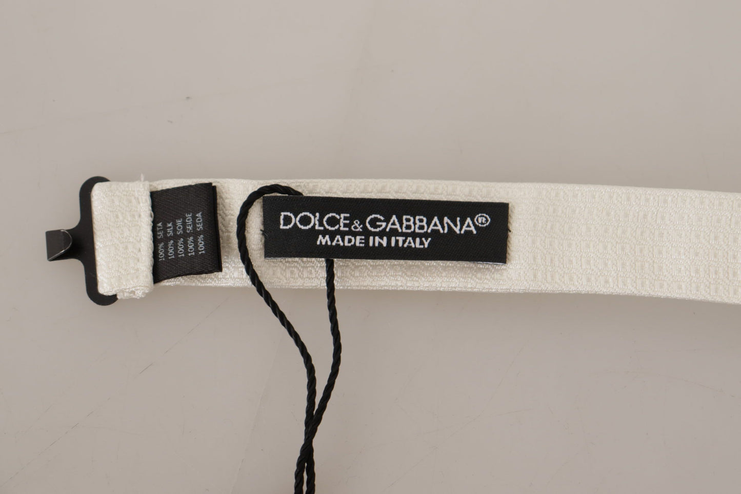 Dolce & Gabbana Elegant Off White Silk Bow Tie