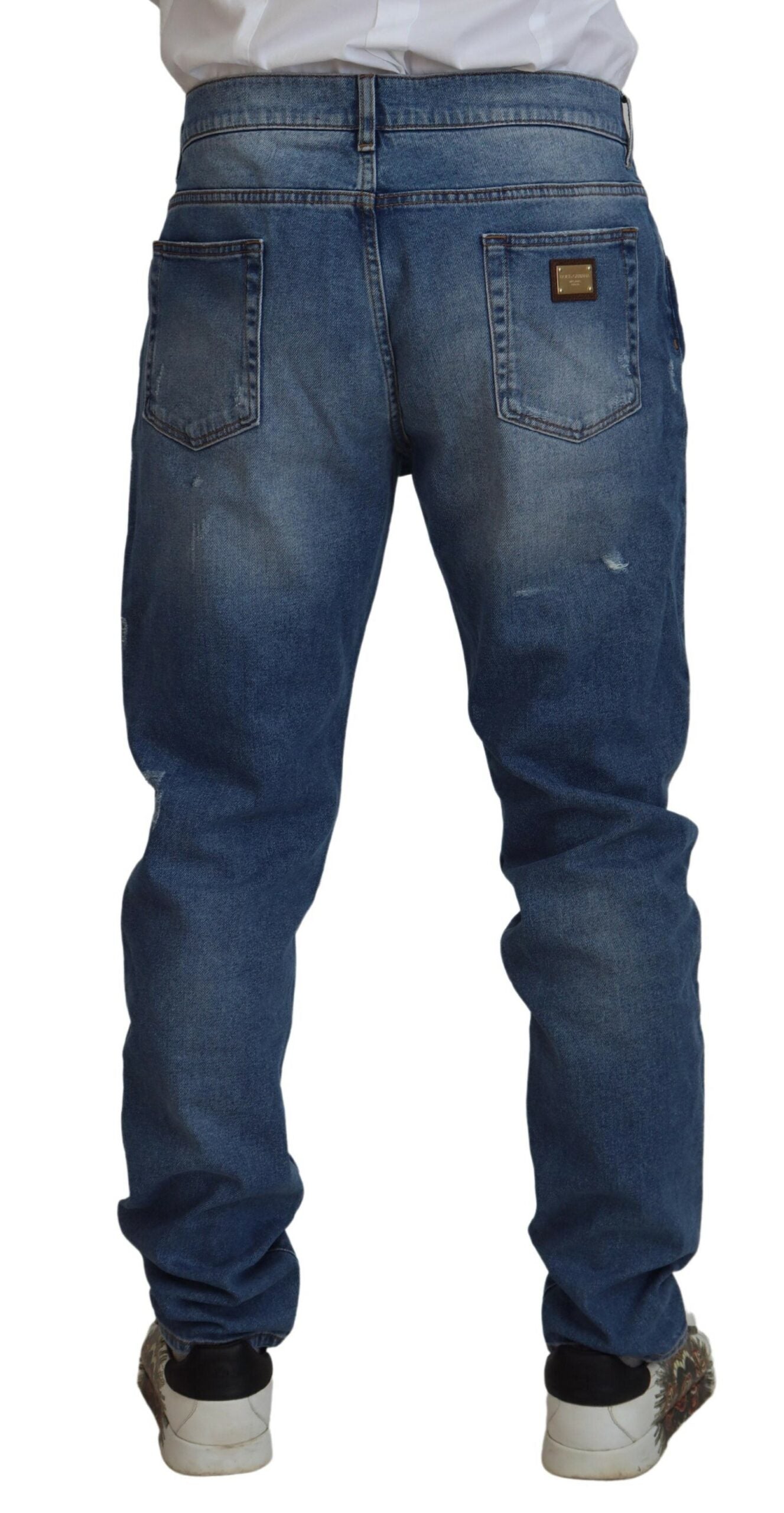 Dolce & Gabbana Blue Washed Skinny Cotton Denim Jeans