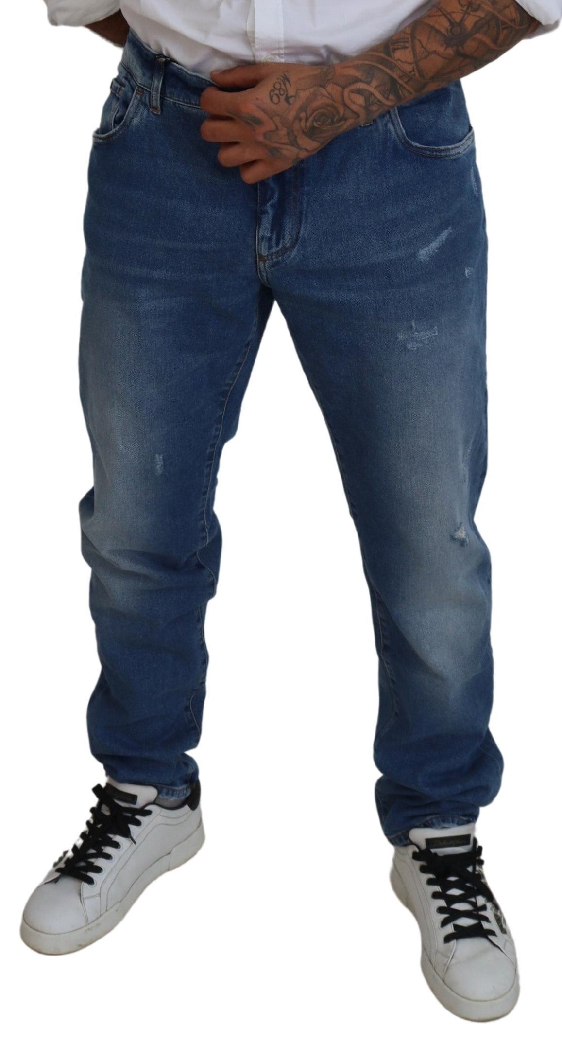 Dolce & Gabbana Blue Washed Skinny Cotton Denim Jeans