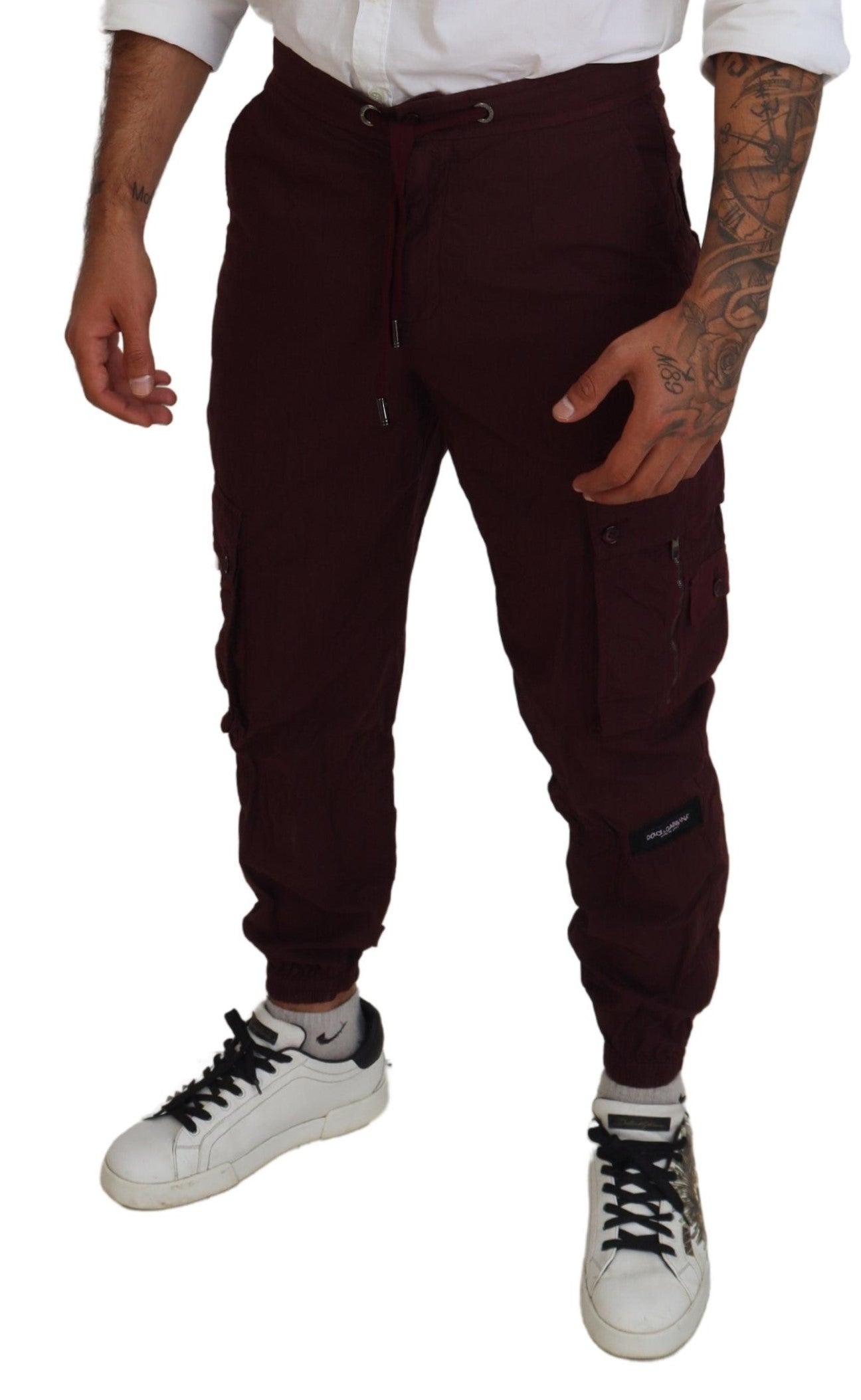 Dolce & Gabbana Bordeaux Cotton Cargo Jogger Sweatpants Pants