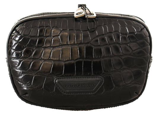 Dolce & Gabbana Elegant Caiman Leather Fanny Waist Pouch