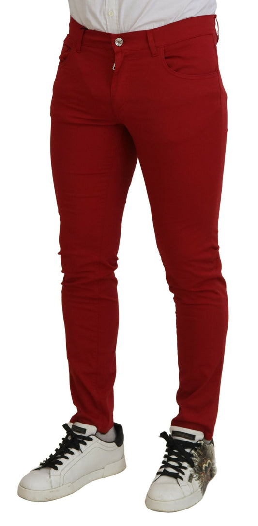 Dolce & Gabbana Red Skinny Cotton Stretch Denim Jeans