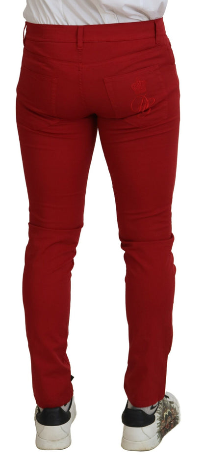 Dolce & Gabbana Red Skinny Cotton Stretch Denim Jeans