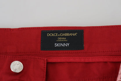 Dolce & Gabbana Red Skinny Cotton Stretch Denim Jeans