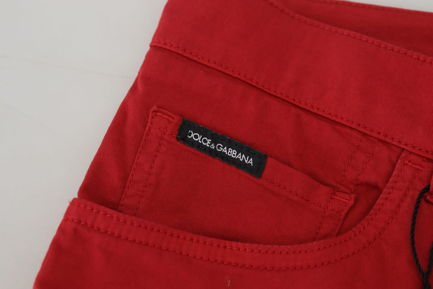 Dolce & Gabbana Red Skinny Cotton Stretch Denim Jeans