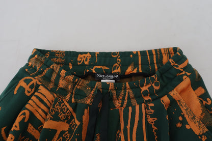 Dolce & Gabbana Multicolor Logo Print Silk Cargo Jogger Pants