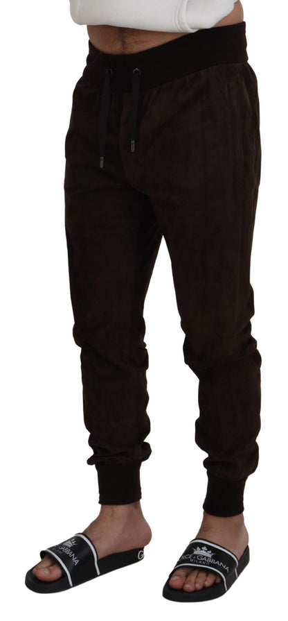 Dolce & Gabbana Brown Solid Men Drawstring Jogger Pants