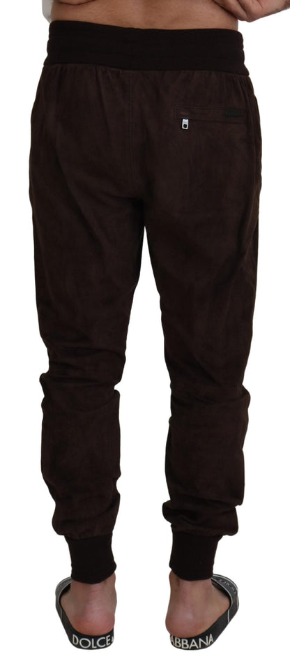 Dolce & Gabbana Brown Solid Men Drawstring Jogger Pants