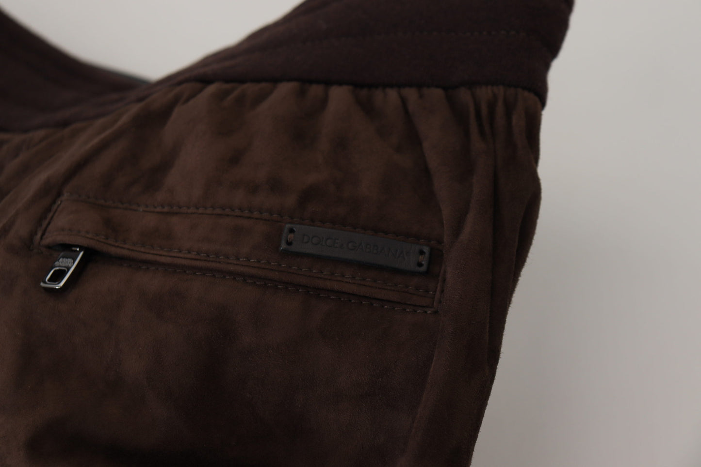 Dolce & Gabbana Brown Solid Men Drawstring Jogger Pants