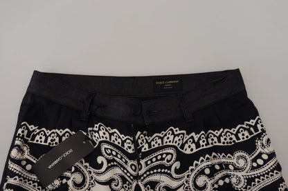 Dolce & Gabbana Black Silk Bandana Print Pants