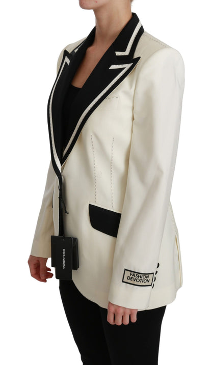 Dolce & Gabbana Elegant Cream & Black Detailed Blazer