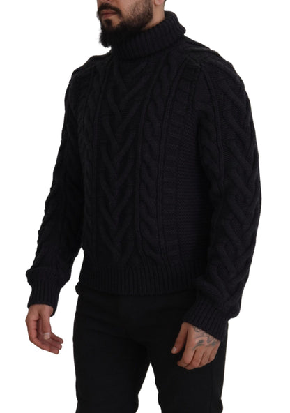 Dolce & Gabbana Elegant Black Wool-Cashmere Pullover Sweater