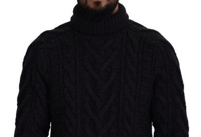 Dolce & Gabbana Elegant Black Wool-Cashmere Pullover Sweater