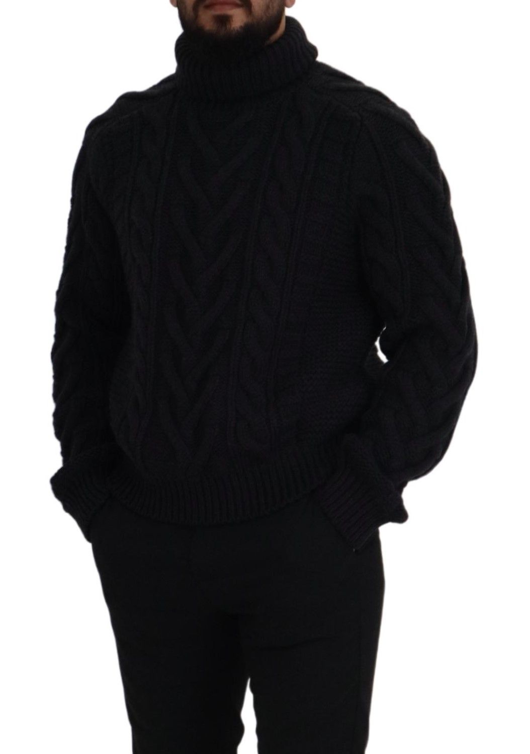 Dolce & Gabbana Elegant Black Wool-Cashmere Pullover Sweater