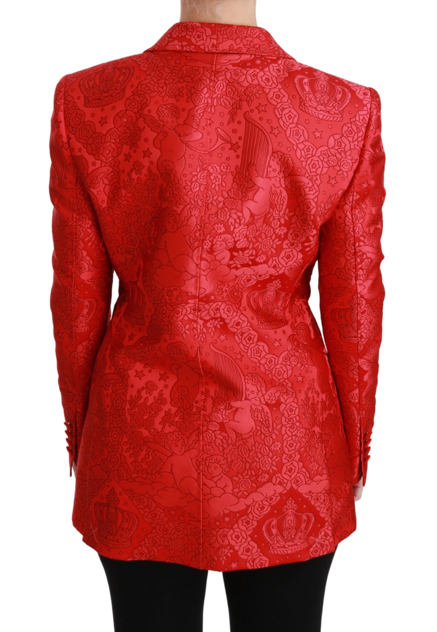 Dolce & Gabbana Red Floral Angel Blazer Coat Jacket