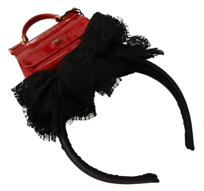 Dolce & Gabbana Exquisite Black Cotton Red Bronze Diadem Headband