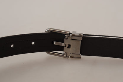 Dolce & Gabbana Chic White Leather Belt with Chrome Buckle