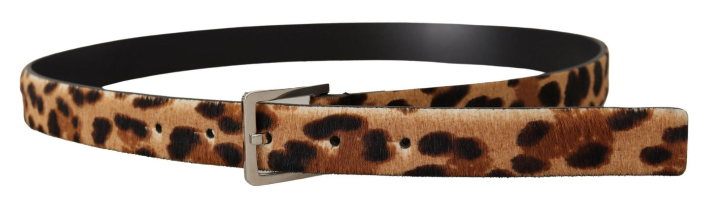 Dolce & Gabbana Elegant Leopard Print Calf Leather Belt