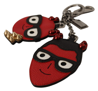 Dolce & Gabbana Elegant Red Leather & Brass Designer Keyring