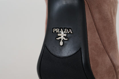 Prada Elegant Dark Rose Suede Heels