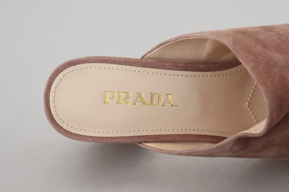 Prada Elegant Dark Rose Suede Heels