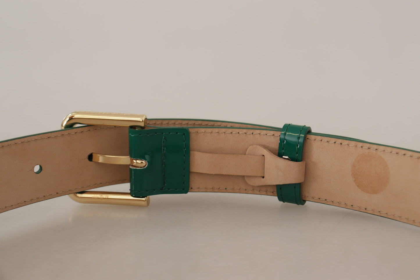 Dolce & Gabbana Elegant Green Leather Belt with Gold Buckle Detail