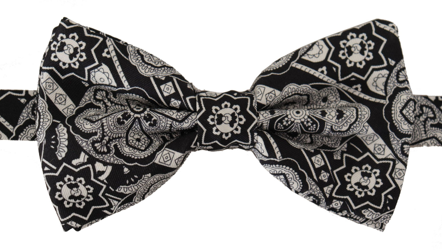 Dolce & Gabbana Elegant Silk Black and White Bow Tie