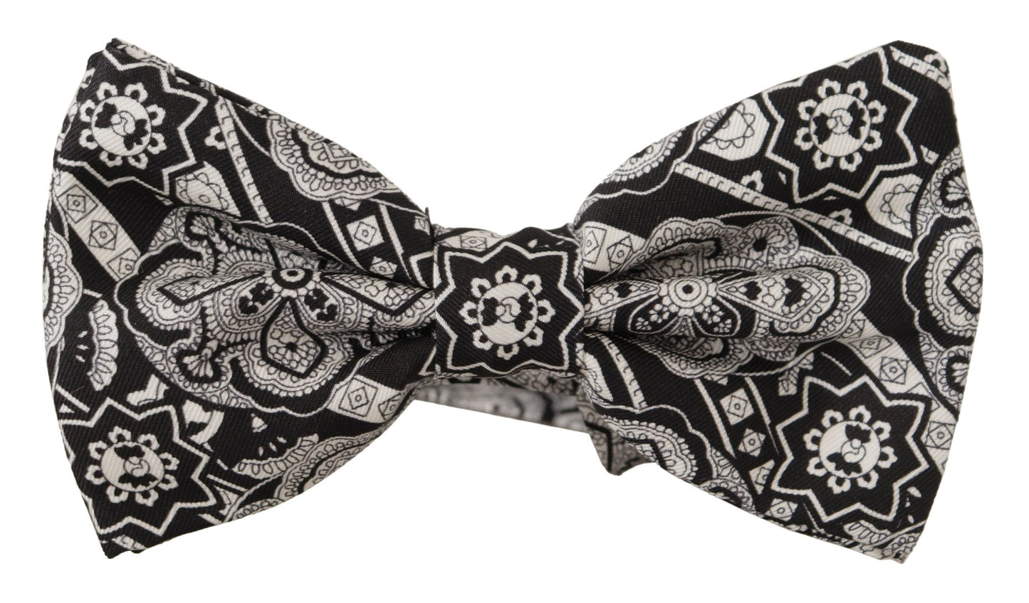 Dolce & Gabbana Elegant Silk Black and White Bow Tie