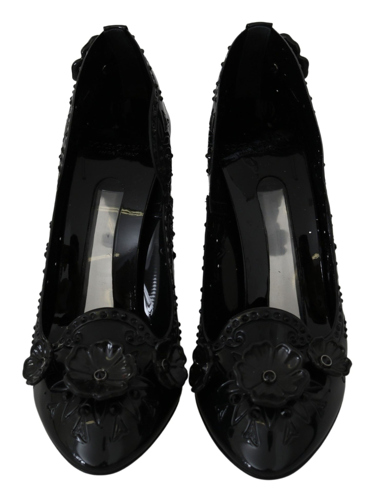 Dolce & Gabbana Black Floral Crystal CINDERELLA Women's Shoes