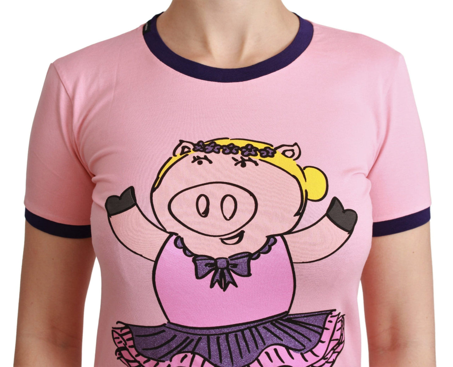 Dolce & Gabbana Pink YEAR OF THE PIG Top Cotton T-shirt