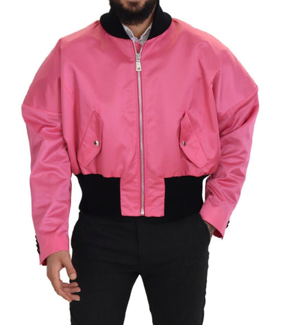 Dolce & Gabbana Elegant Pink Nylon Bomber Jacket