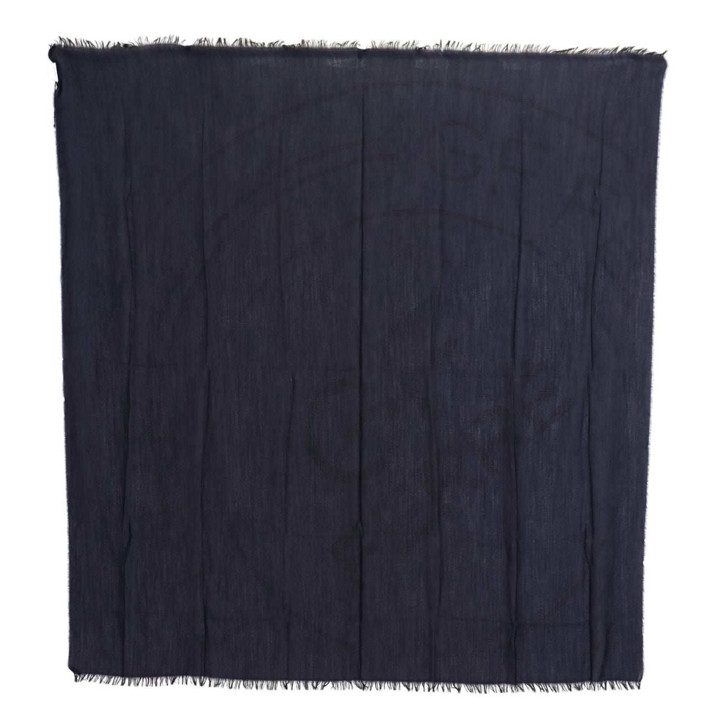 GF Ferre Dark Blue Wool Neck Wrap Shawl Fringes Scarf