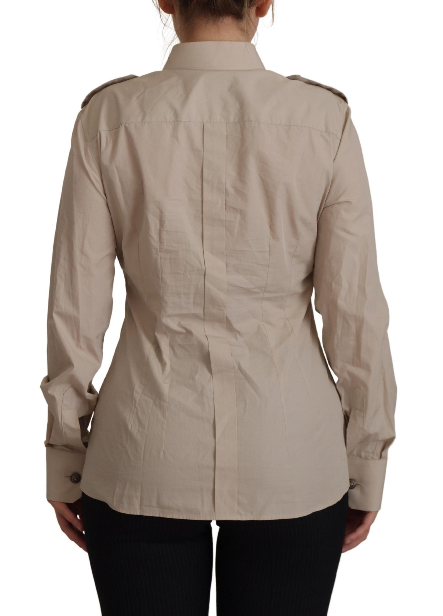 Dolce & Gabbana Elegant Beige Cotton Long Sleeve Shirt