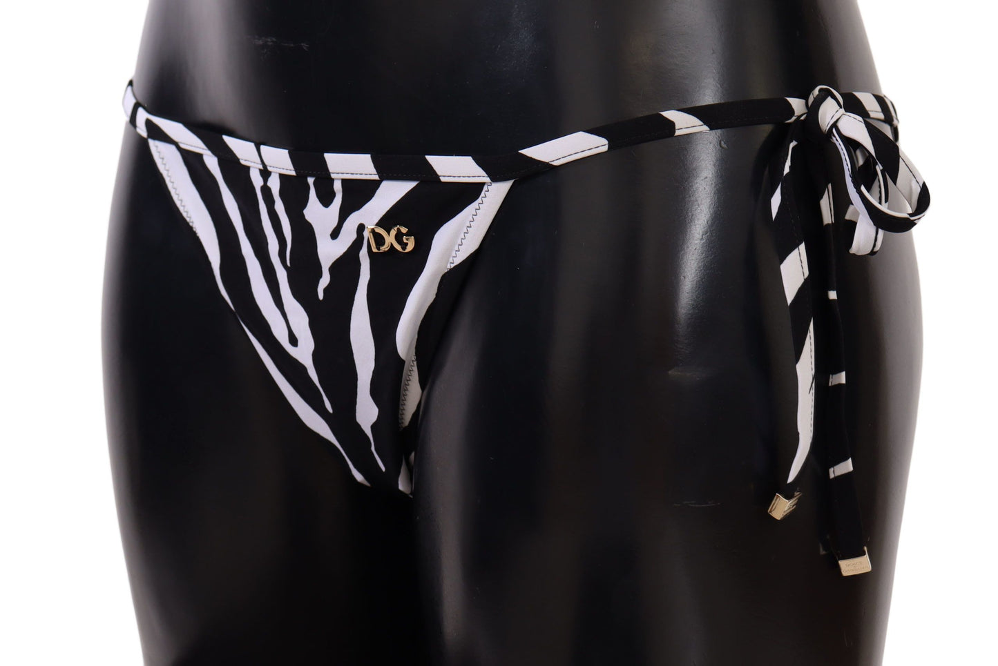 Dolce & Gabbana Zebra Print Chic Drawstring Bikini Bottom