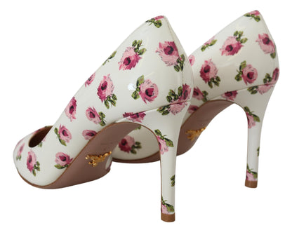 Prada Elegant Floral Print Leather Heels