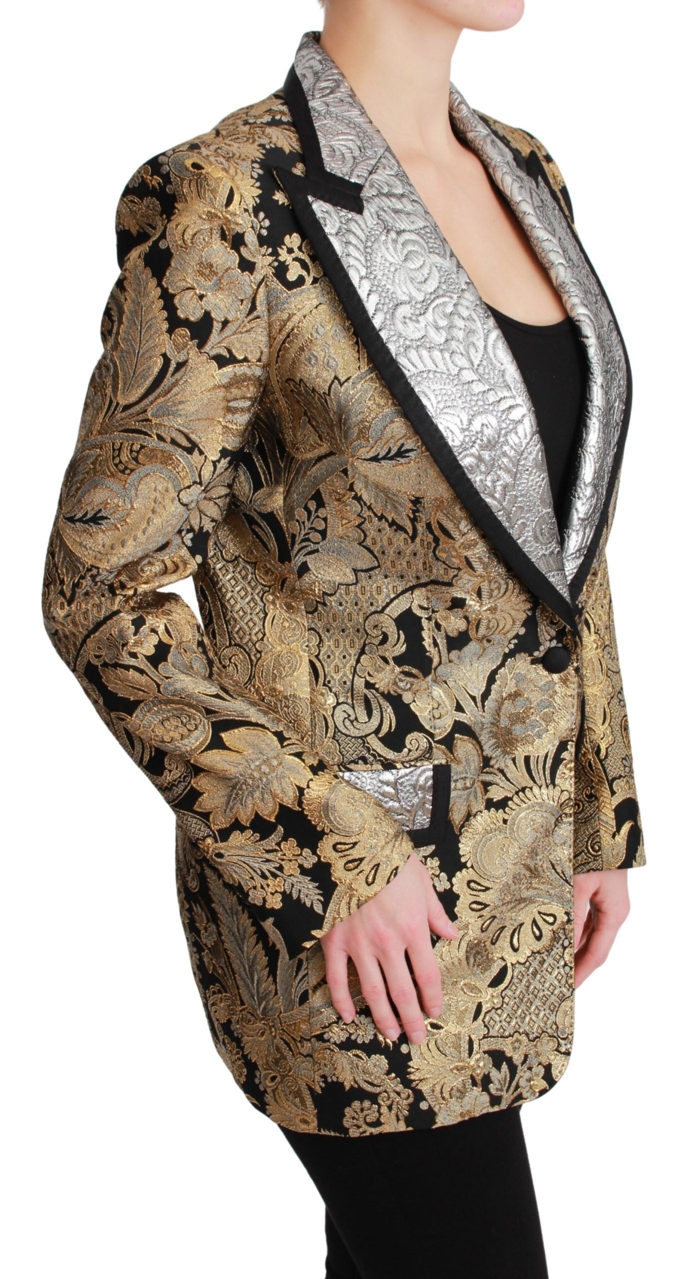 Dolce & Gabbana Elegant Gold Floral Jacquard Blazer