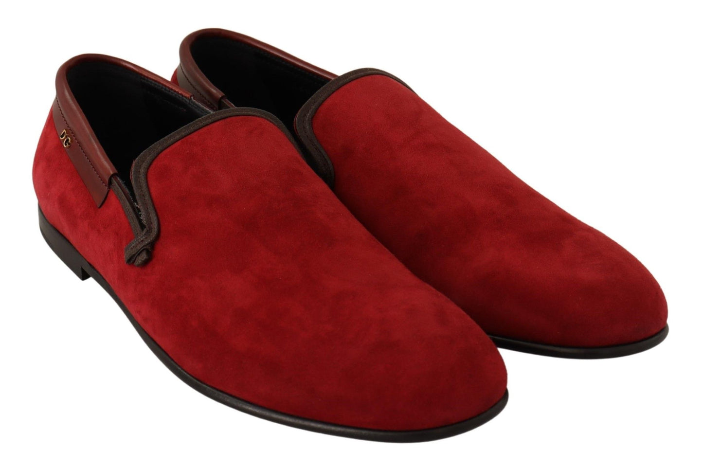 Dolce & Gabbana Red Suede Leather Slip On Loafers Men's Shoes