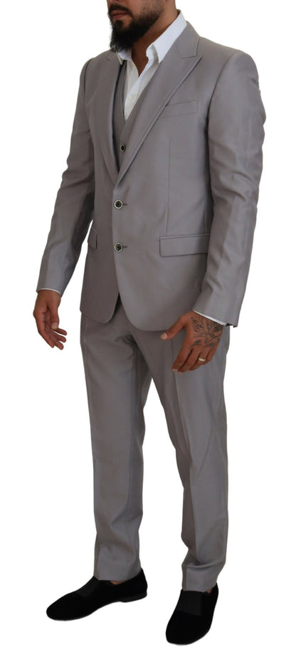 Dolce & Gabbana Elegant Silver Slim Fit Three-Piece Suit