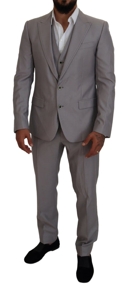 Dolce & Gabbana Elegant Silver Slim Fit Three-Piece Suit