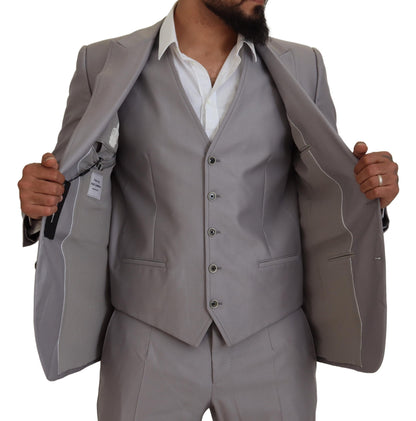 Dolce & Gabbana Elegant Silver Slim Fit Three-Piece Suit