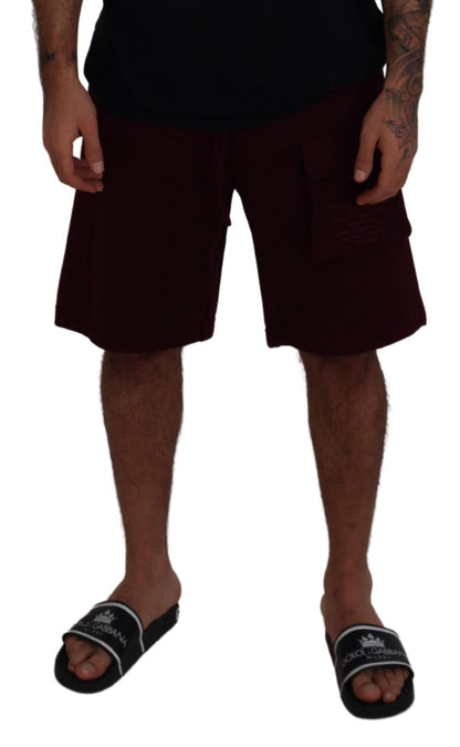 Dolce & Gabbana Maroon Bermuda Cargo Men Shorts